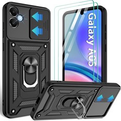 Samsung Galaxy A05 Case with Screen Protector, Slide Camera Cover, Heavy Duty Bl
