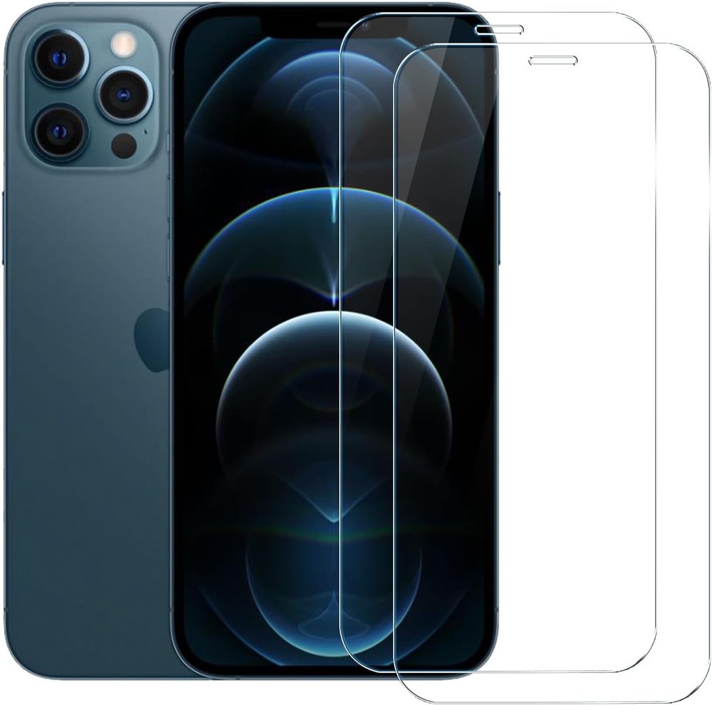 2-Pack Screen Protector for iPhone 12 Pro Max, Clear 9H Tempered Glass Film
