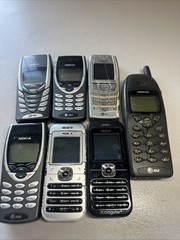 Vintage Nokia Cell Phone Lot 6340i 6010 3595 3120 AT&T Cingular Collection Charg
