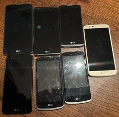 Lot of 7 LG MS345 K10 MS550 M150 L44VL (BROKEN] Cracked Glass Sold AS IS
