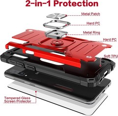 Galaxy A50 Case with Screen Protector, Shockproof Drop Test Case, Red Cover