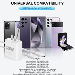 45W Super Fast Samsung Charger, USB C Android Phone Chargers, 2Pack 10FT Cord