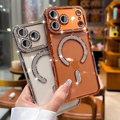 Glitter Diamond Magnetic Case for iPhone 17 Pro Clear Support Wireless Charging