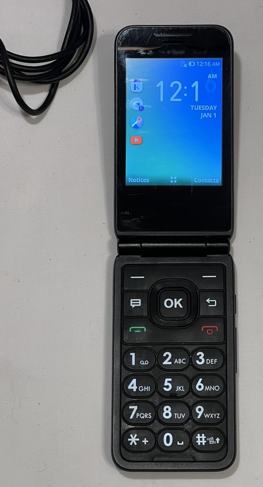 Alcatel U102AC Debut Flip Cricket Cell Phone Voice Dialing GOOD (Blue)