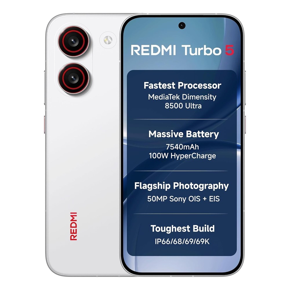 REDMI Turbo 5 (8GB + 256GB) Turbo White | MediaTek Dimensity 8500 Ultra