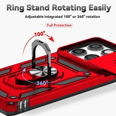 Red Case for Motorola Moto Edge 2025 with HD Screen Protector & Slide Camera Cov