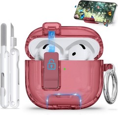 AirPods 4 Case with Phone Stand & Safety Lock, Auto-Open Clear AirPod Case