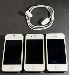 For Parts Three Apple iPhone 4, 1 CDMA, 2 GSM models, white – Not Working
