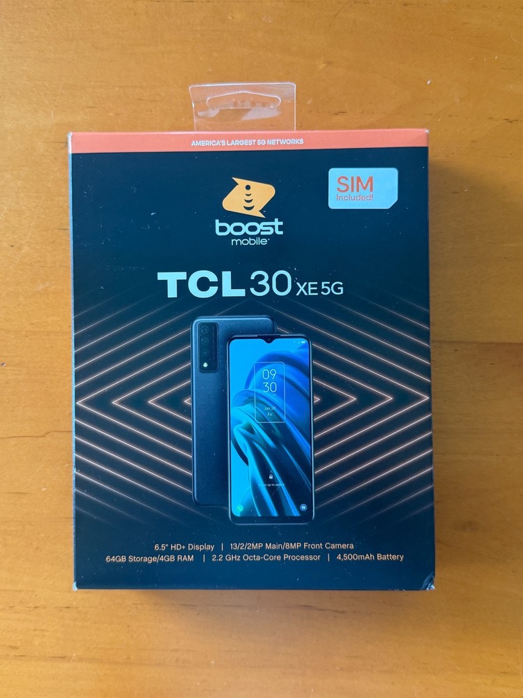 BOOST MOBILE TCL 30XE 5G 64 GB, Black Prepaid Smartphone NEW & SEALED FREE SHIP