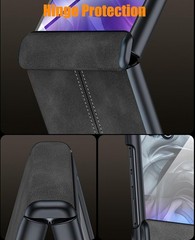 1. For Motorola Razr Ultra 2025/2026 Leather Case, Built-in Rear Screen Protecto