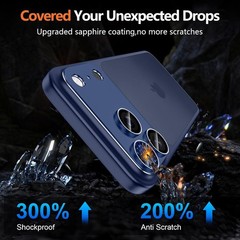 Navy Blue Camera Lens Protector 9H Tempered Glass for iPhone 17 Pro Max, Full Co