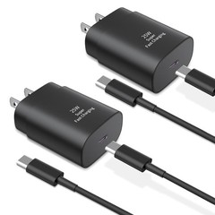 2 Pack 25W USB-C Fast Charger Block for Samsung Galaxy S24/S23 6Ft Cable