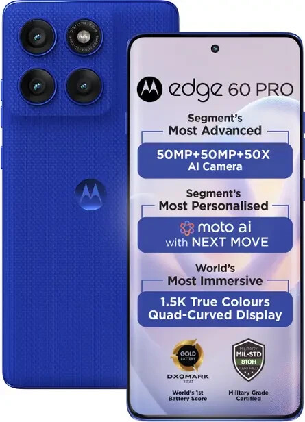 MOTOROLA Moto Edge 60 Pro 5G-Factory Unlocked Dual SIM-12GB 256GB-Dazzling Blue