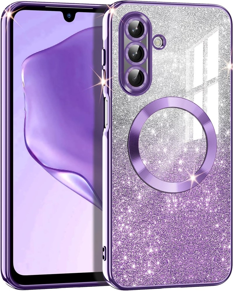 Galaxy A17 5G Case, Clear Magnetic Glitter Gradient Sparkle Luxury TPU Bumper