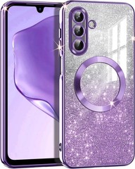 Galaxy A17 5G Case, Clear Magnetic Glitter Gradient Sparkle Luxury TPU Bumper