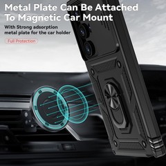Protective Black Case for Samsung Galaxy S24 Ultra with Camera Lens Cover & HD S
