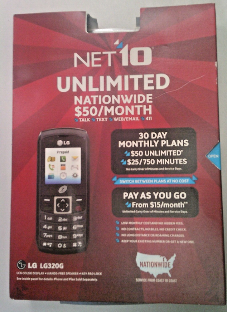LG 320G BLACK NET 10 CELLULAR PHONE NEW SEALED