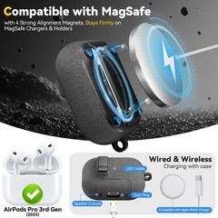 AirPods Pro 3 Case, Sleek Protective Hard Case with Safety Lock and Phone Stand