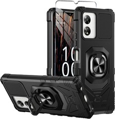Boost Celero 5G SC Phone Case with Tempered Glass Screen Protector, Black
