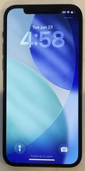 USED BLACK GSM UNLOCKED iPhone 12, 64GB A2172 MGEF3LL/A WITH 85% BATTERY HEALTH