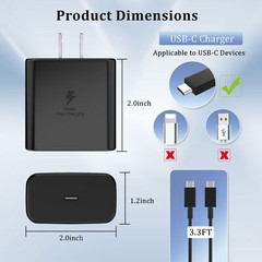 ⚡45W USB-C Super Fast Wall Charger Type C Charging Cable For Samsung S24/S22/S23