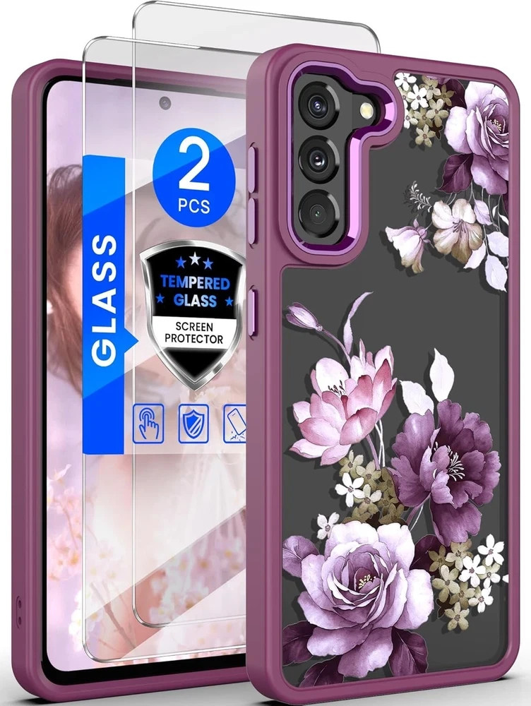 Samsung S21 5G Case Floral Military Grade Drop Tested Hard Back & Soft Edge Cove