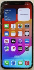 USED iPhone 12 PRO, 256GB A2341, MGK53LL/A WITH CRACKED DIGITIZER FOR REPAIR