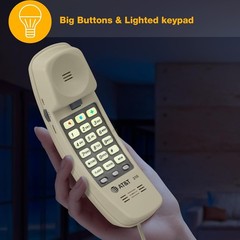 AT&T TRIMLINE 210 Corded Home Phone, No AC Power Required, Improved Easy-Wall-Mo