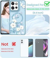 Motorola Moto G Power 5G 2025/2026 Floral Phone Case with 2X Screen Protector