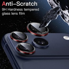 6.3-Inch & 6.9-Inch Camera Lens Protector, 9H Tempered Glass, 1 Set (Black+Red)
