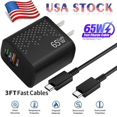 65w Type USB-C Super Fast Wall Charger 3FT Cable For Samsung Galaxy S23 S22 S21