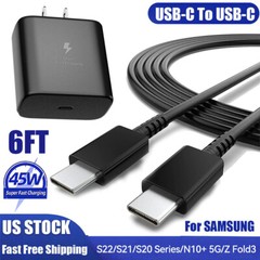 45W Type USB C Super Fast Wall Charger+6ft Cable For Samsung Galaxy S22 S23 S21+