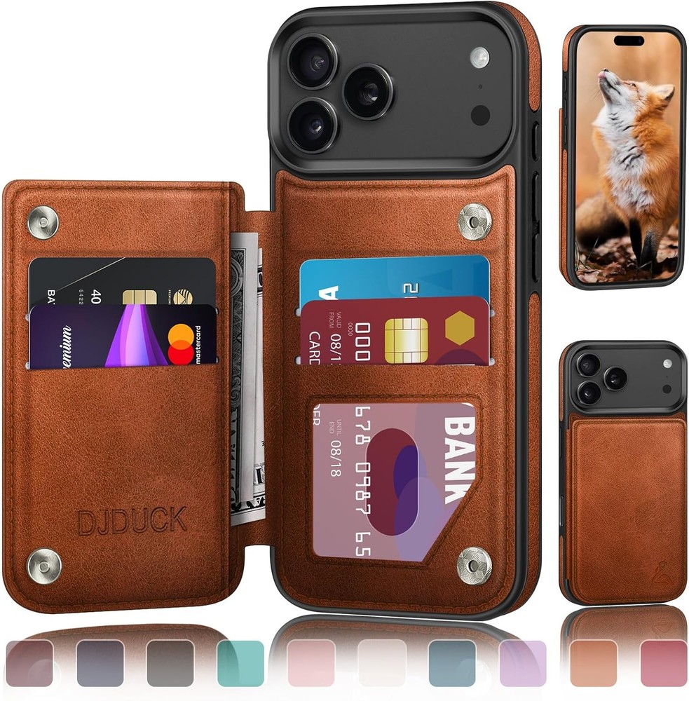 iPhone 17 Pro Max Case Wallet with Card Holder, RFID Blocking Leather Protection