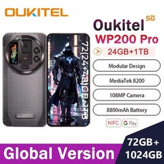 Oukitel WP200 Pro 5G Rugged Phone 72GB+1TB 8800mAh Detachable 108MP Rear Screen