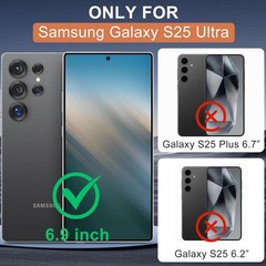 Heavy Duty Shockproof Case for Samsung Galaxy S25 Ultra with Kickstand, Black
