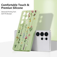 Floral Case for Samsung Galaxy S26 Ultra 5G, Cute Flower Pattern Slim Cover Gree
