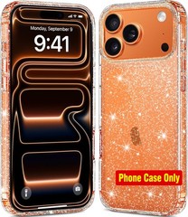 iPhone 17 Pro Max Case Clear Glitter, Hard PC Back Shockproof Protective Bumper