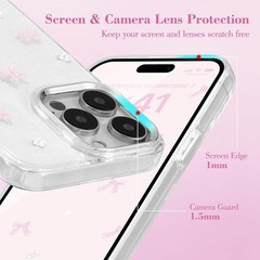 Cute Sparkly Bowknot Case for iPhone 13 Pro Max Slim Soft Durable TPU Pink 78 Ch