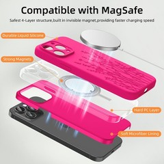 Magnetic Engraved Case for iPhone 14 Pro Max, Slim Liquid Silicone Phone Case
