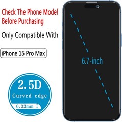2PCS Privacy Screen Protector & Camera Lens Protector for iPhone 15 Pro Max 6.7