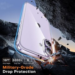 iPhone 17 Case, Anti-Yellowing Clear with Screen Protector, Shockproof Slim Desi