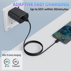 3-Pack 25W Type-C Fast Charger Block for Galaxy S23 Ultra/S21 6FT