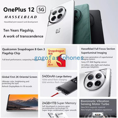 Unlocked OnePlus 12 Dual SIM 256/512GB/1TB 12/16/24GB RAM 6.82″ IP65 Smartphone