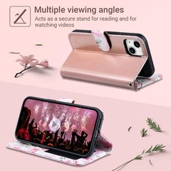 iPhone 13 Wallet Case, Women PU Leather Shockproof Protective Folio Flip Cover 6