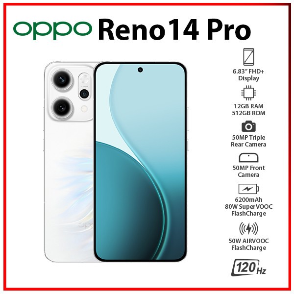OPPO Reno14 Pro 5G WHITE 12GB+512GB Dual SIM Unlocked Android Cell Phone