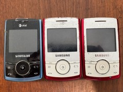 3 Vintage Samsung Propel (SGH-A767) 2 red and 1 blue Untested. 2 batteries-Parts