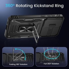 For Samsung Galaxy S24 FE Case with Kickstand & Heavy-Duty Shockproof Hard Cover