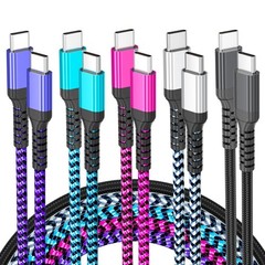 USB C Cable, 5-Pack [3/3/3/6/6FT] USBC to USBC Cables for iPhone 16 15 Pro Max