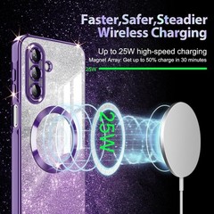 Galaxy A17 5G Case, Clear Magnetic Glitter Gradient Sparkle Luxury TPU Bumper