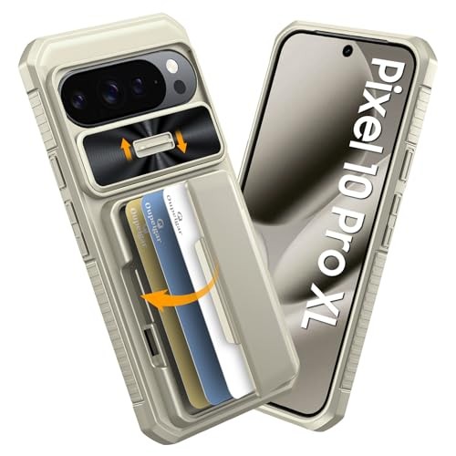 Titanium Gold Drop Proof Wallet Case for Google Pixel 10 Pro XL with Card Holder